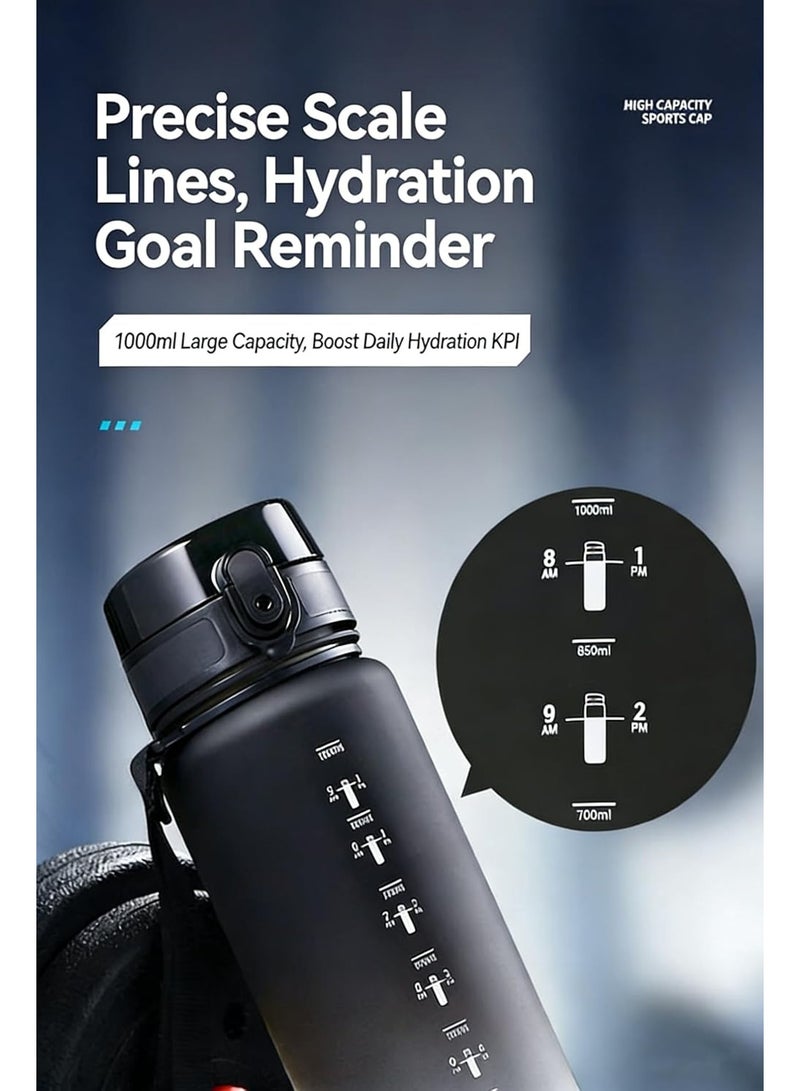 سبيريت زجاجات ماء، زجاجة ماء رياضية سعة 1000 مل، خالية من مادة BPA، فوهة عريضة مقاومة للتسرب، زجاجة شرب محمولة مثالية كهدية للنادي الرياضي والأنشطة الخارجية. - Image 5